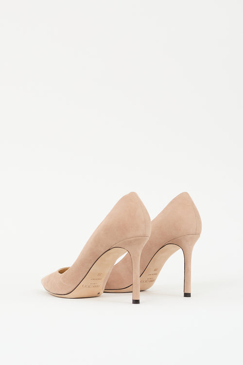 Jimmy Choo Beige Suede Romy 85 Pump