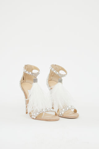 Jimmy Choo Beige Embellished Feather Viola Pump