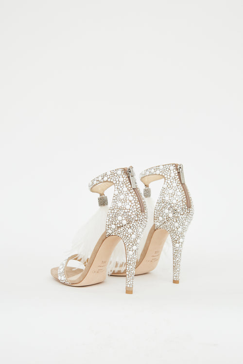 Jimmy Choo Beige Embellished Feather Viola Pump