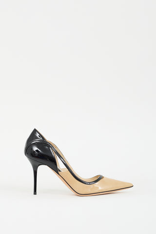 Jimmy Choo Beige & Black Patent Leather Pump