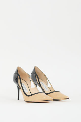 Jimmy Choo Beige & Black Patent Leather Pump