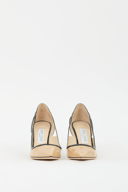 Jimmy Choo Beige & Black Patent Leather Pump