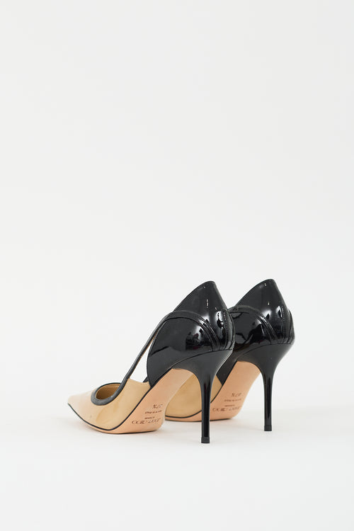 Jimmy Choo Beige & Black Patent Leather Pump