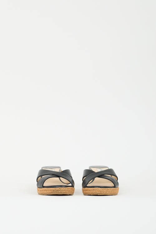 Jimmy Choo Black & Brown Leather Almer 50 Wedge Sandal