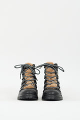 Jimmy Choo Black & Brown Leather Shearling Combat Boot