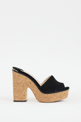 Jimmy Choo Black & Brown Suede Deedee Platform Heel