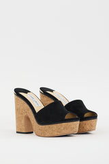 Jimmy Choo Black & Brown Suede Deedee Platform Heel