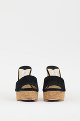 Jimmy Choo Black & Brown Suede Deedee Platform Heel