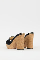 Jimmy Choo Black & Brown Suede Deedee Platform Heel