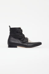 Jimmy Choo Black & Cream Embossed Marlin Buckle Boot