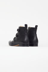 Jimmy Choo Black & Cream Embossed Marlin Buckle Boot