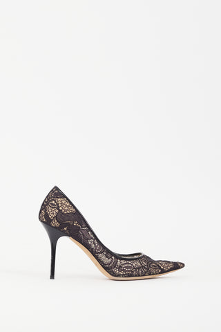 Jimmy Choo Black & Beige Lace Love Pump