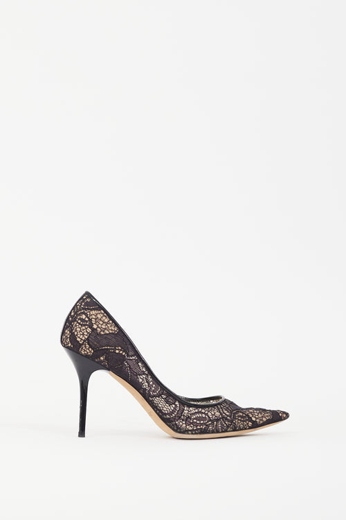 Jimmy Choo Black & Beige Lace Love Pump