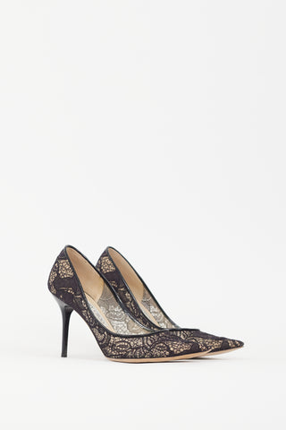 Jimmy Choo Black & Beige Lace Love Pump