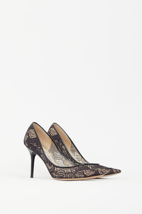 Jimmy Choo Black & Beige Lace Love Pump