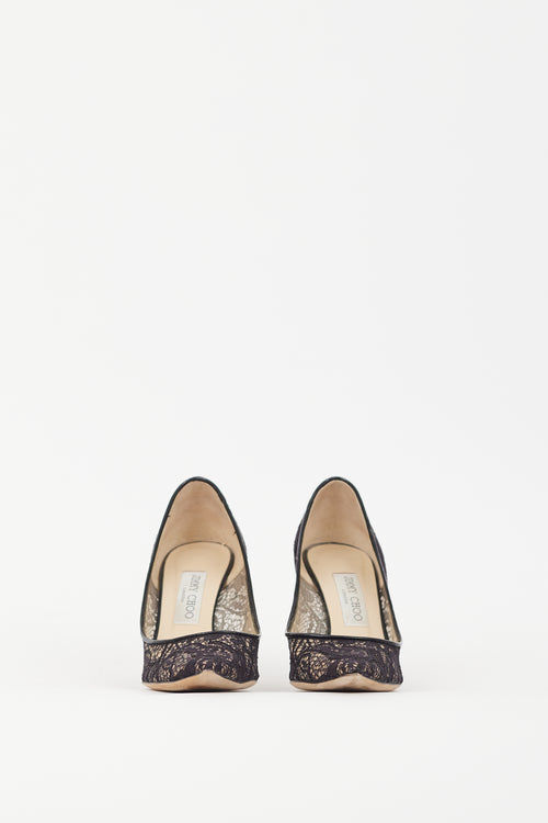 Jimmy Choo Black & Beige Lace Love Pump