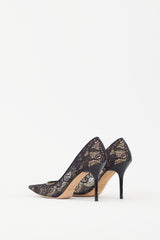 Jimmy Choo Black & Beige Lace Love Pump