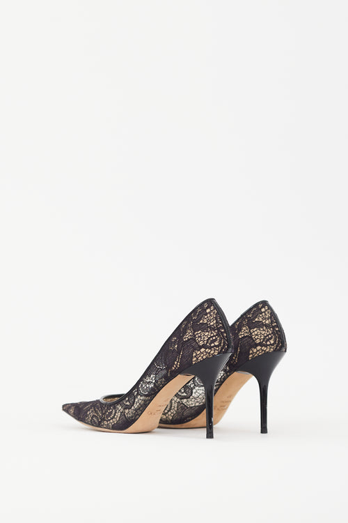 Jimmy Choo Black & Beige Lace Love Pump