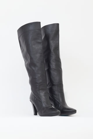 Jimmy Choo Black Leather Knee High Boot