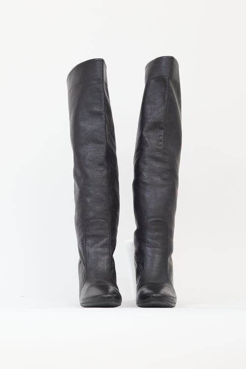 Jimmy Choo Black Leather Knee High Boot