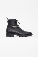 Jimmy Choo Black Leather & Crystal Cruz Boot