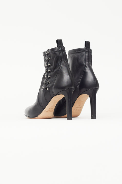 Jimmy Choo Black Leather Lace Pump Boot