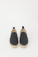 Jimmy Choo Black Leather Logo Lichi Espadrille Flat