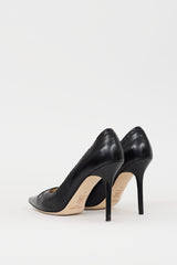 Jimmy Choo Black Leather Pointed Cutout Heel