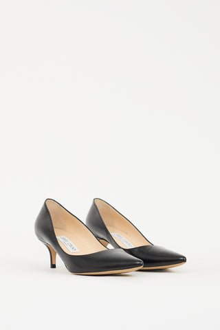 Jimmy Choo Black Leather Romy 60 Pointed Toe Pump