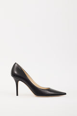 Jimmy Choo Black Leather Romy 85 Heel