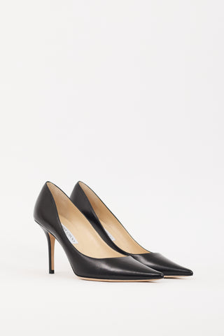 Jimmy Choo Black Leather Romy 85 Heel