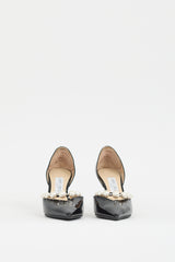 Jimmy Choo Black Patent Leather & Pearl Aurelie Heel