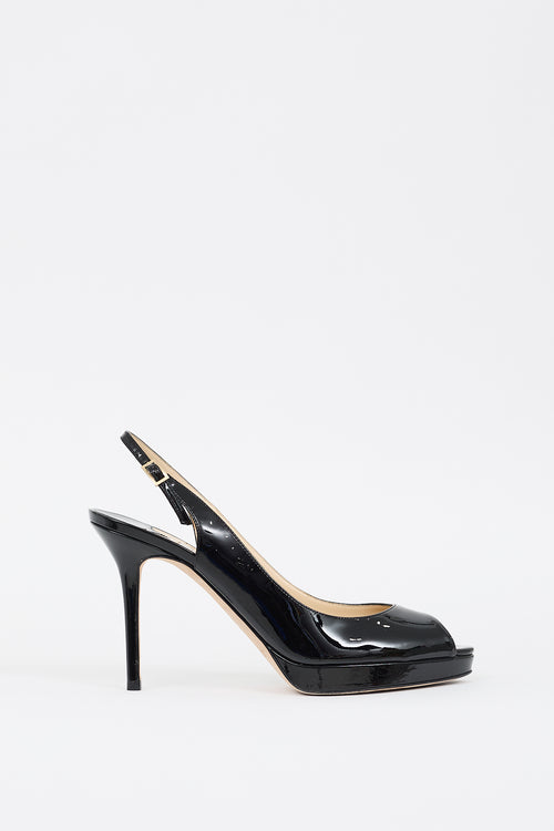 Jimmy Choo Black Patent Leather Slingback Heel