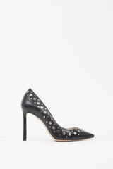 Jimmy Choo Black & Silver Leather Rommy 100 Studded Heel