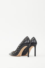 Jimmy Choo Black & Silver Leather Rommy 100 Studded Heel
