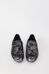 Jimmy Choo Black & Silver Sequin Sloane Loafer