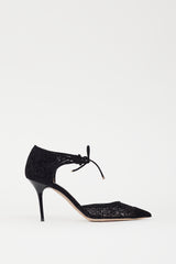 Jimmy Choo Black Velvet Mesh Vince D'Orsay Heel