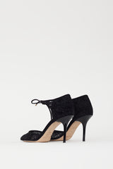 Jimmy Choo Black Velvet Mesh Vince D'Orsay Heel