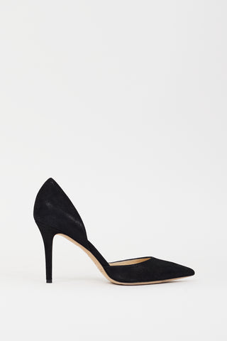 Jimmy Choo Black Shiny Suede Addison D'Orsay Pump