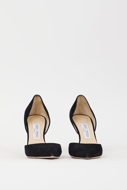 Jimmy Choo Black Shiny Suede Addison D'Orsay Pump