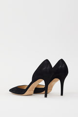 Jimmy Choo Black Shiny Suede Addison D'Orsay Pump