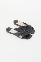 Jimmy Choo Black Leather Narisa Flat Sandal