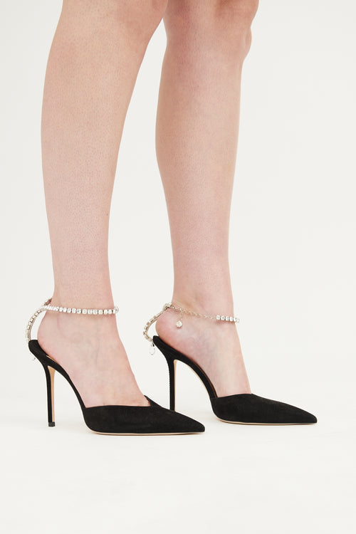 Jimmy Choo Black Crystal Saeda 100 Pump