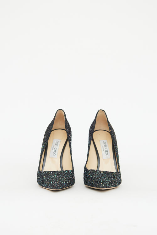 Jimmy Choo Black Multi Colour Glitter Pump