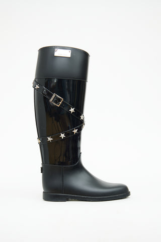 Jimmy Choo Black Belted Star Studded Boots