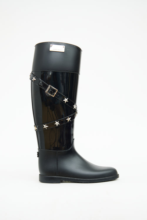 Jimmy Choo Black Belted Star Studded Boots