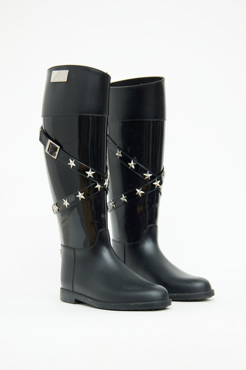 Jimmy Choo Black Belted Star Studded Boots