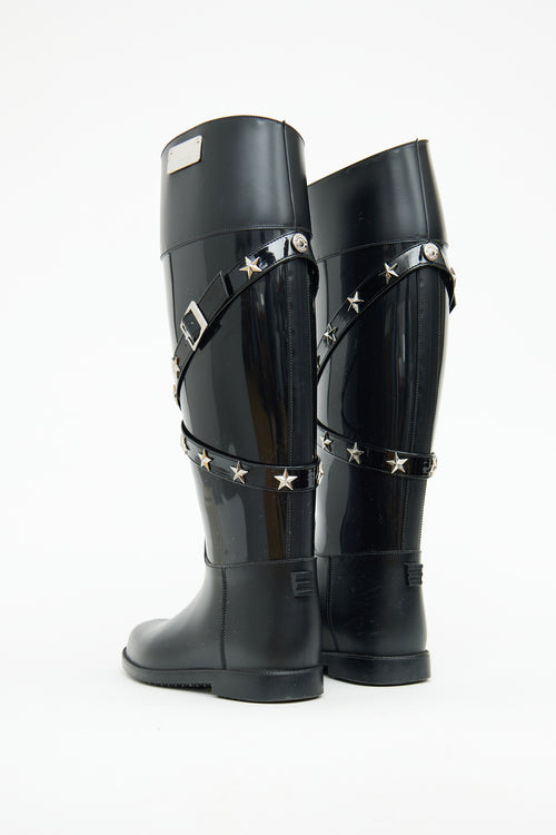 Jimmy Choo Black Belted Star Studded Boots