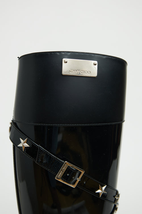 Jimmy Choo Black Belted Star Studded Boots