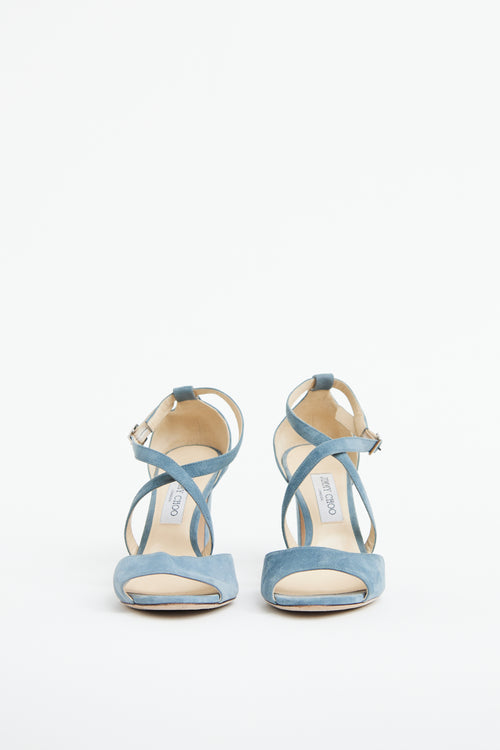 Jimmy Choo Blue Suede Heeled Sandal